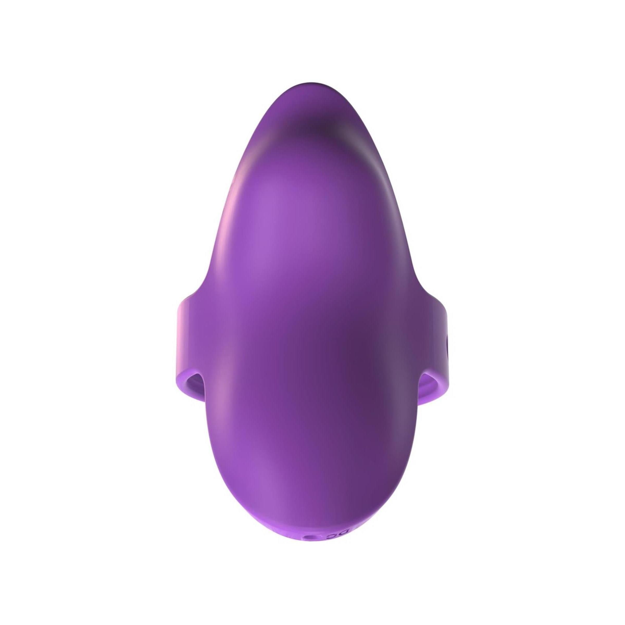 Lila Finger-Vibe. Ovale Form mit Ring. Vertikale Ansicht.