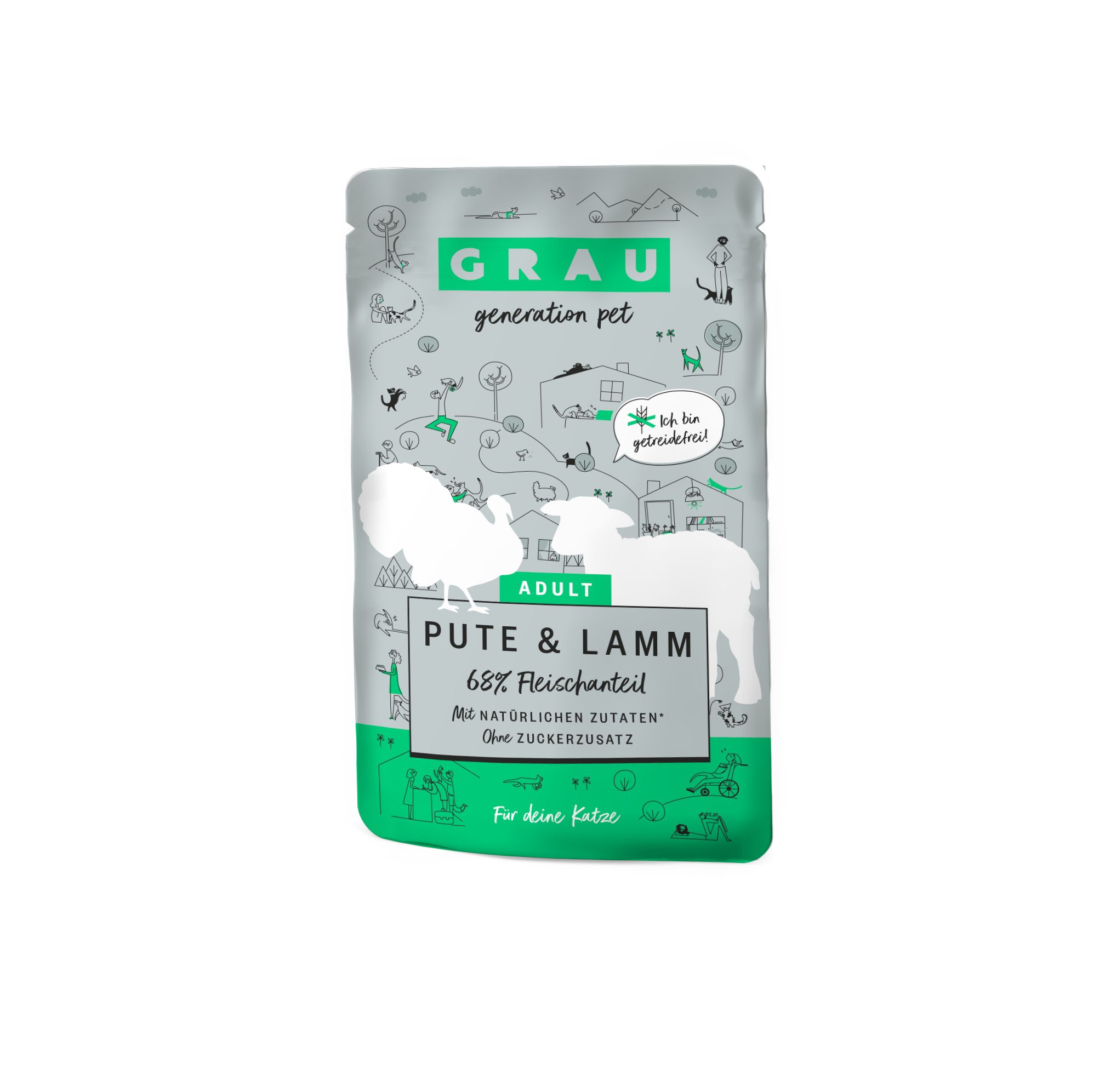 Grau Katze Pute & Lamm 16x125 g Futter