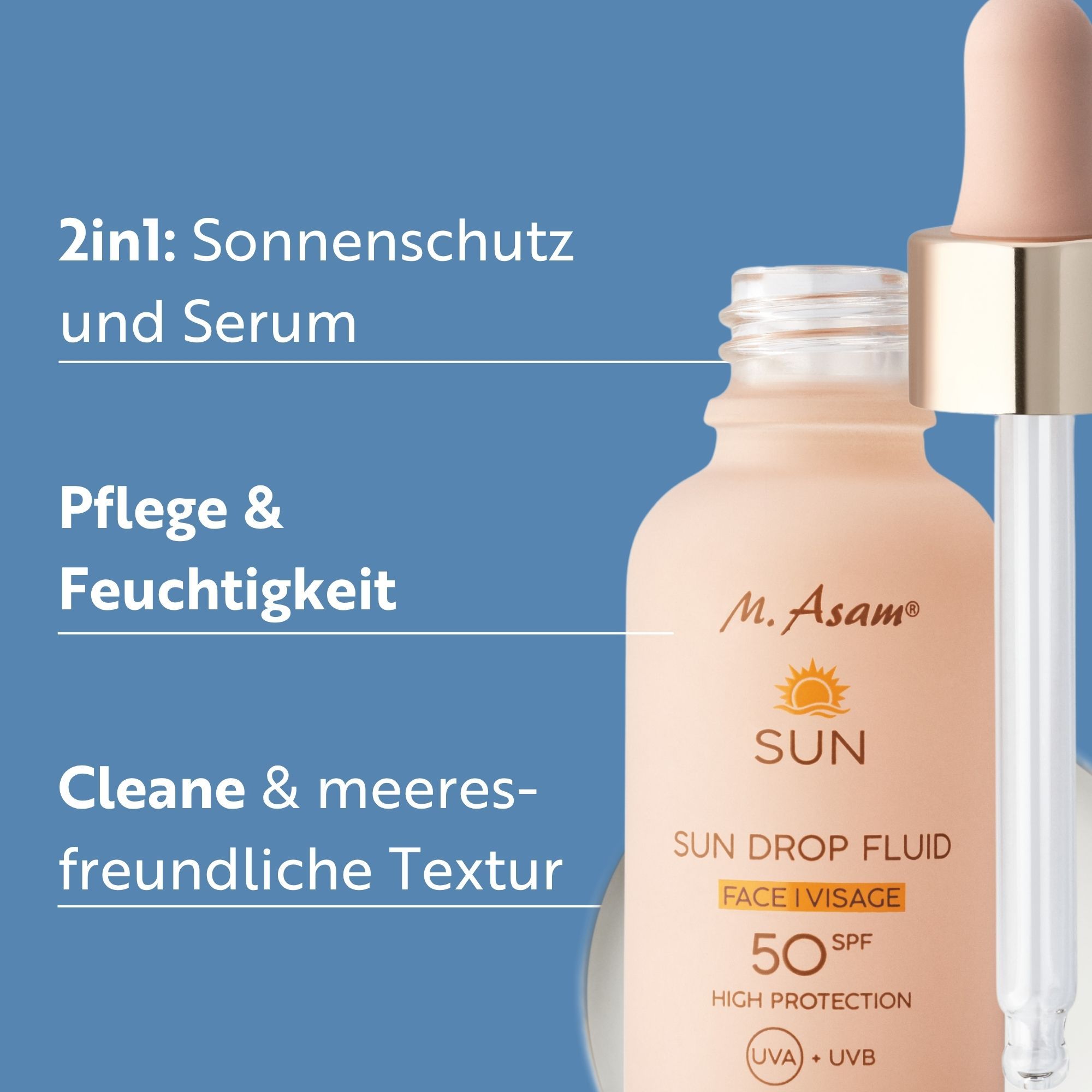 M. Asam SUN Drop Fluid Sonnenschutz Serum Gesicht LSF 50