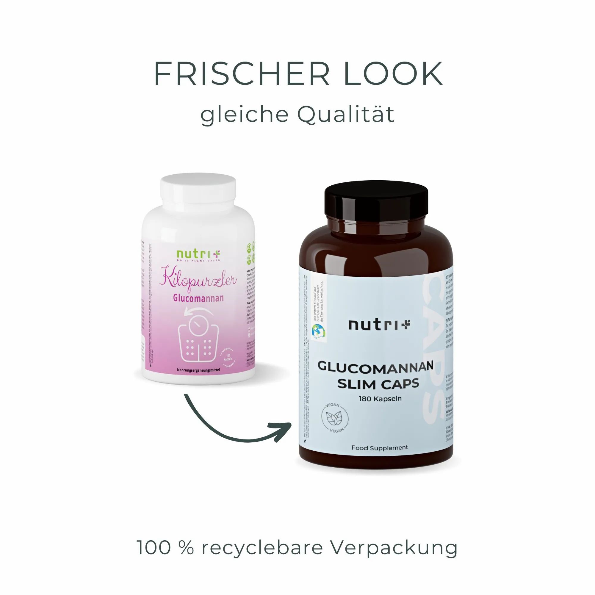 nutri+ Glucomannan Slim Kapseln zum Abnehmen + Gewichtsverlust