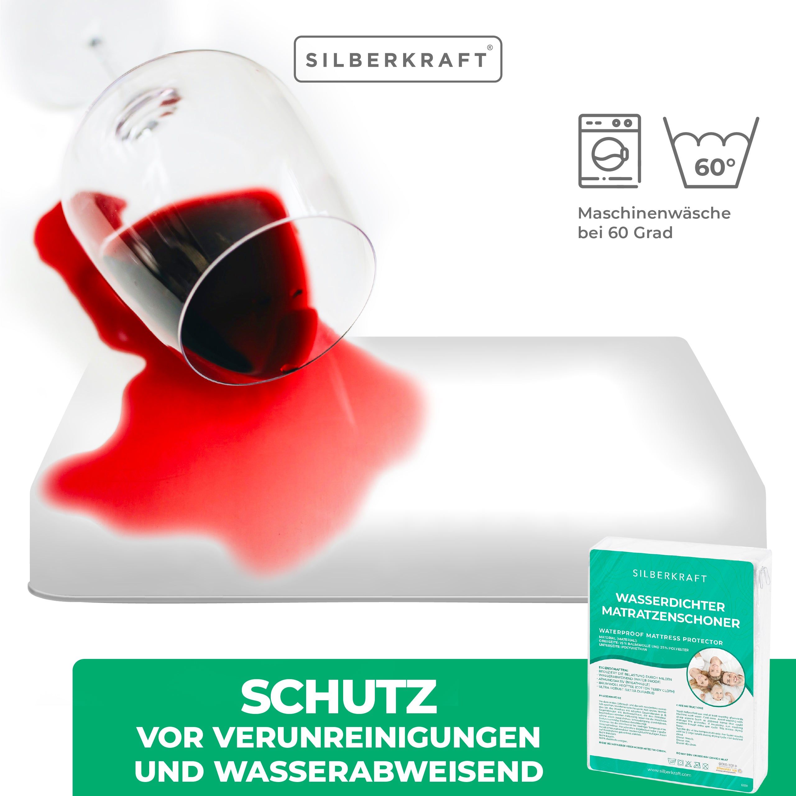 SILBERKRAFT Matratzenbezug Anti-Milben Encasing