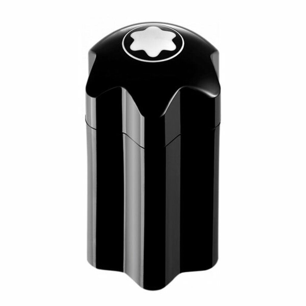 Schwarzer Flakon mit weißem Logo. Zylindrische Form mit geriffelter Oberfläche. Oberseite mit Stern-Logo.