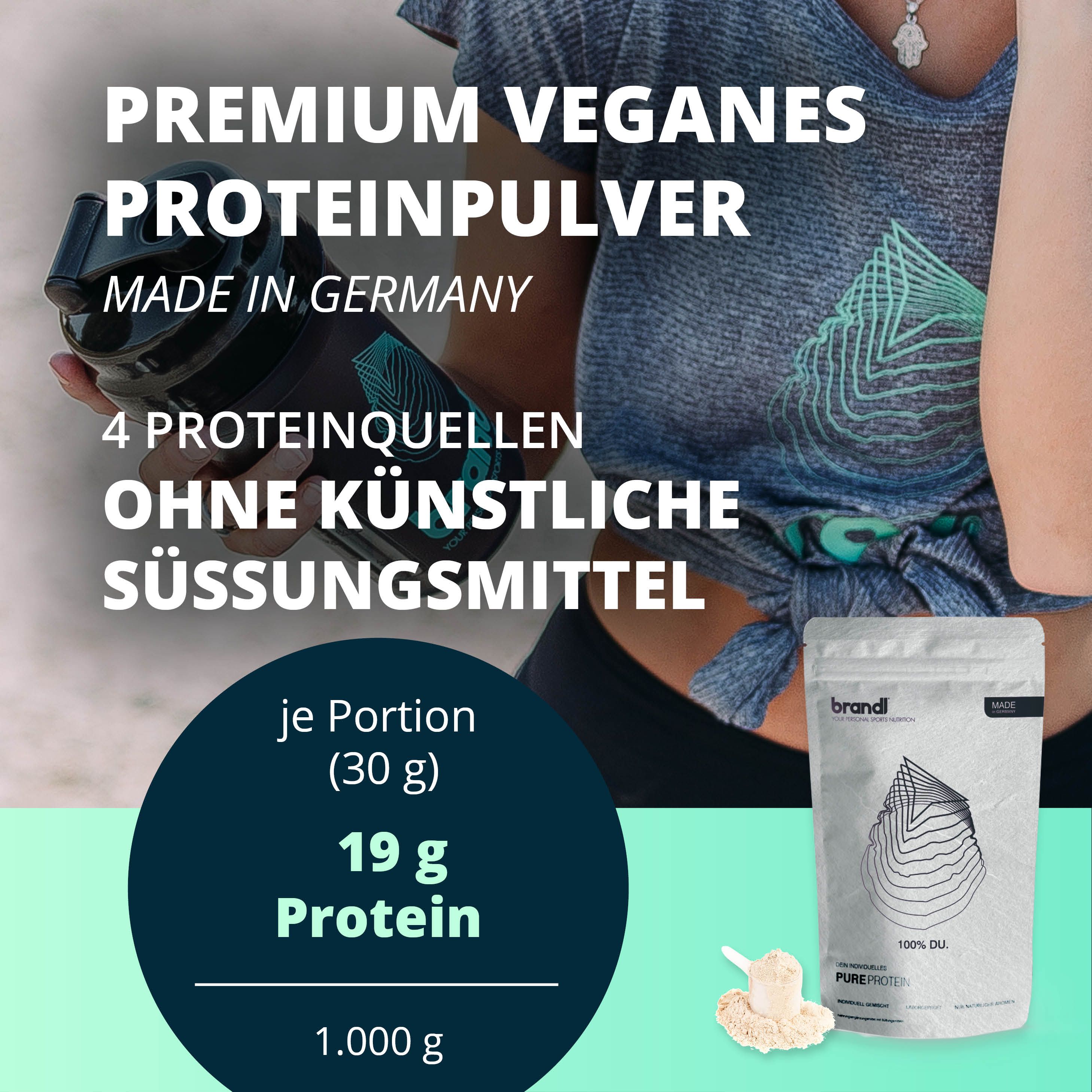 brandl® Protein Vegan aus 4 pflanzlichen Eiweiß-Quellen 1000 g Pulver