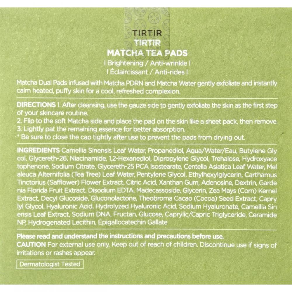 TIRTIR Matcha Tea Pads: Aufhellend, Anti-Falten, Anti-Flecken.