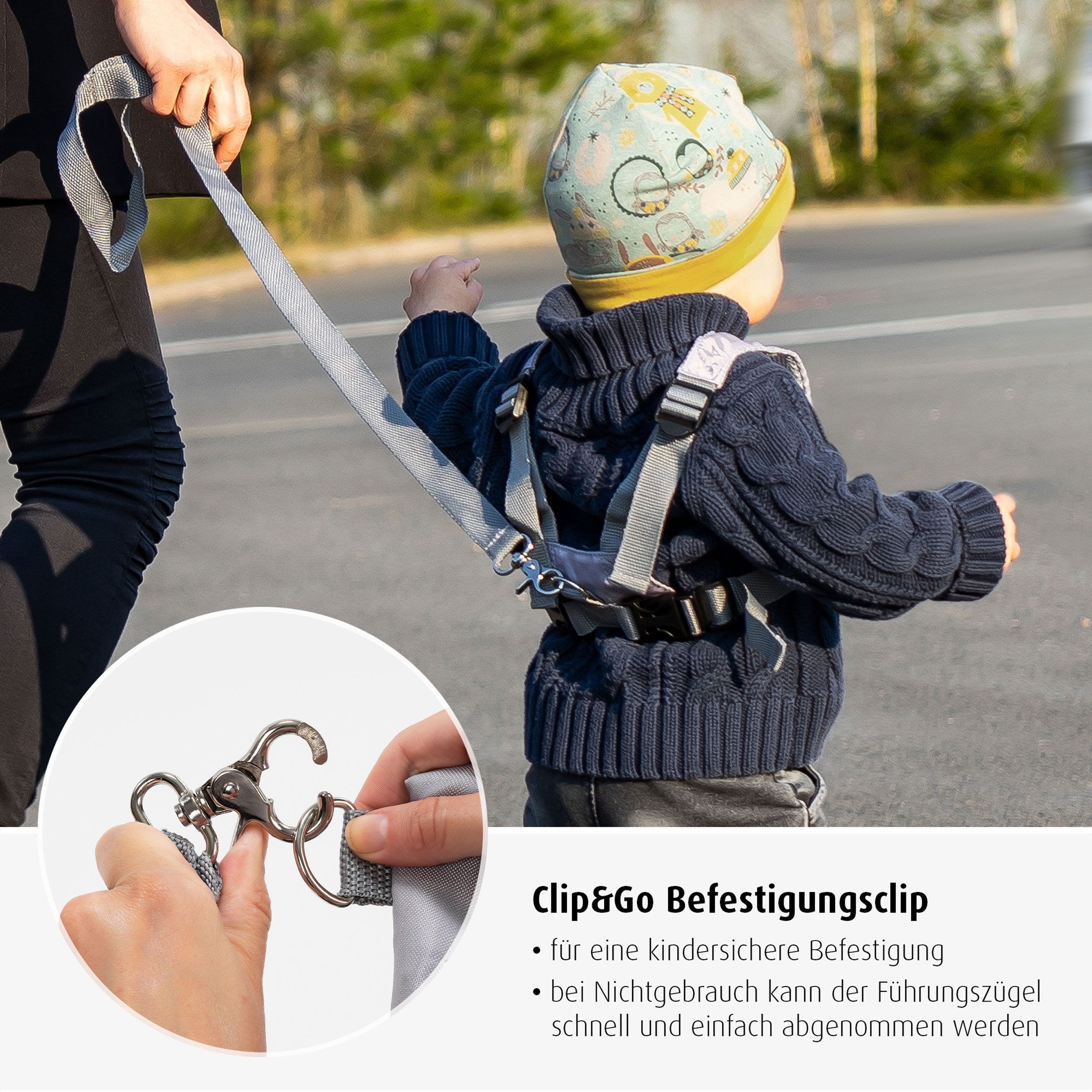 Schema des Reer TravelKid Go Kinder-Sicherheitsgurts mit verstellbaren Schulter- und Beckengurten.