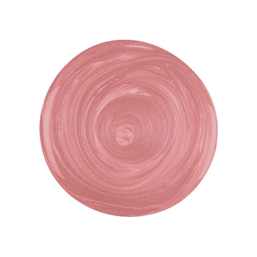 Kreisförmiger, rosa Nagellack. Oberfläche mit sichtbaren Pinselstrichen.