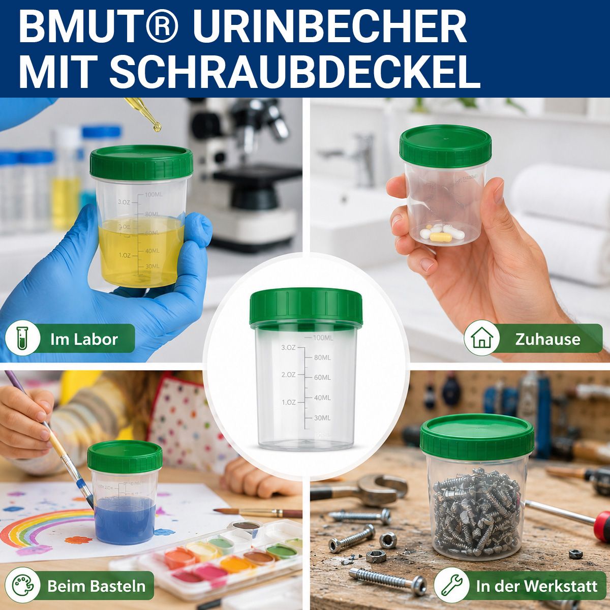 BMUT Urinbecher - Probenbecher 100ml