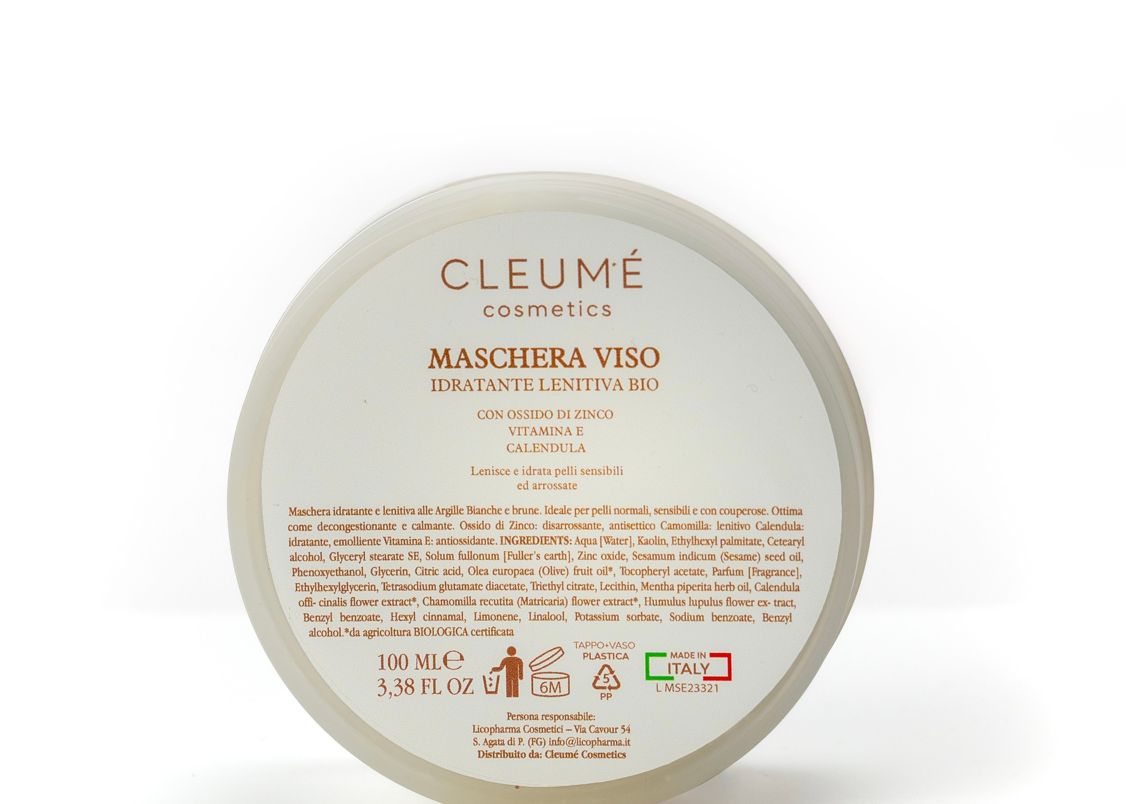 Cleumé cosmetics Maschera viso idratante e lenitiva 100 ml