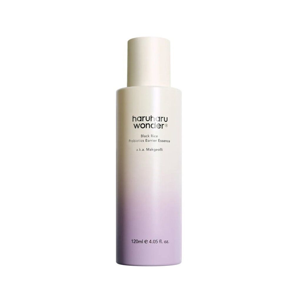 HaruHaru Wonder Black Rice Probiotics Barrier Essence Flasche mit Farbverlauf.