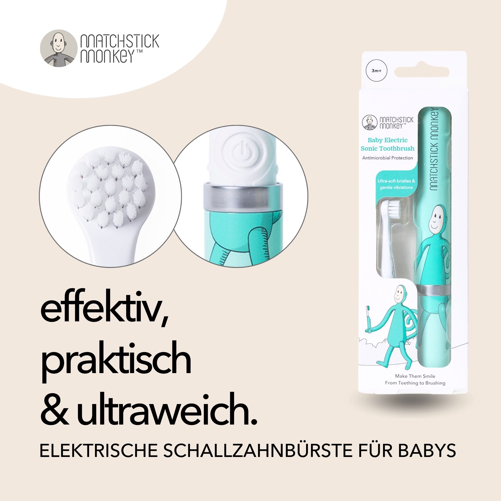 Matchstick Monkey Baby Elektrische Schallzahnbürste 1 St