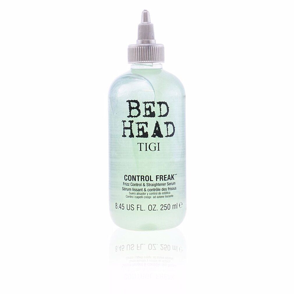 Transparente Flasche mit Serum. Aufschrift: Bed Head TIGI Control Freak. Volumen: 250 ml.
