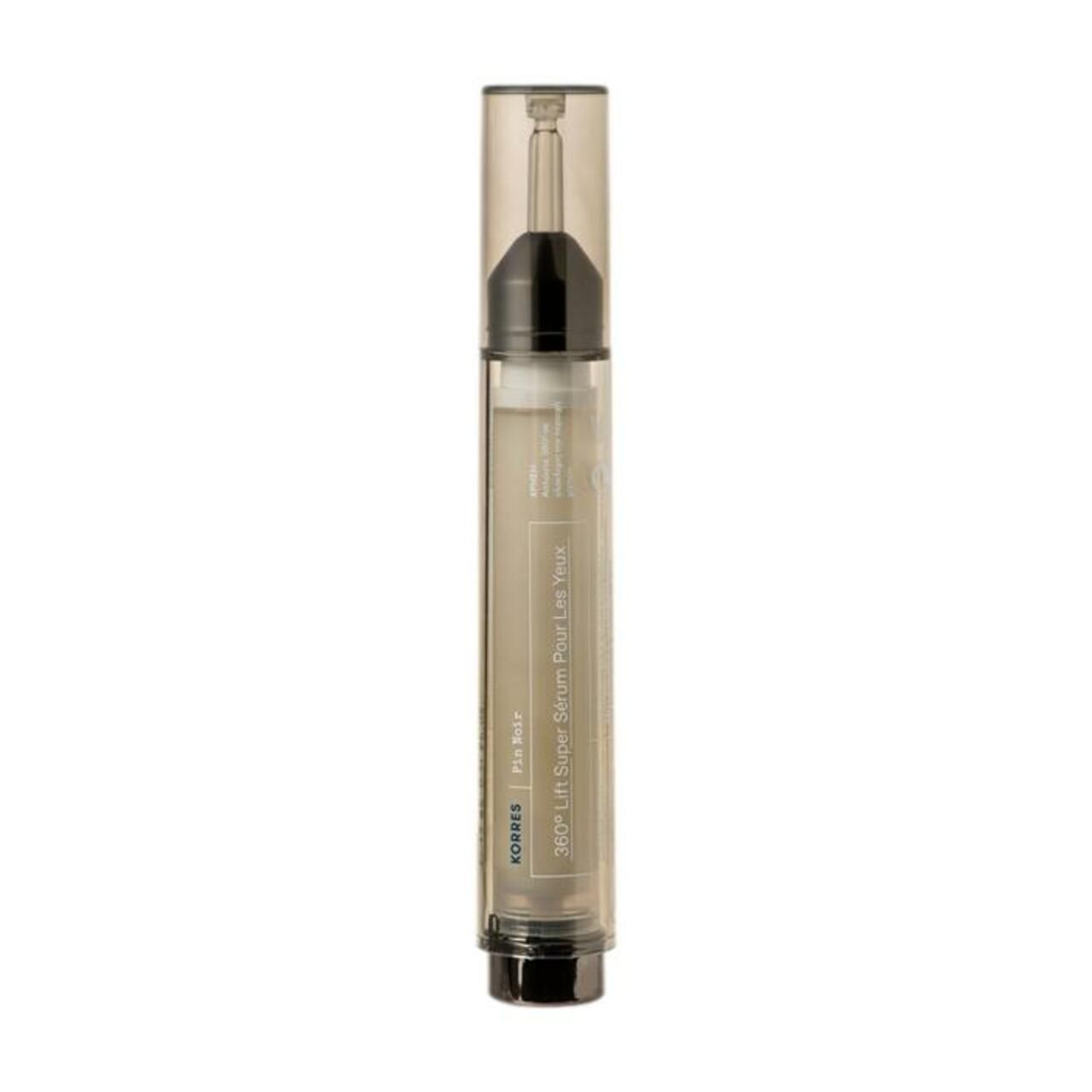 KORRES Black Pine 360° Augenlifting Super Serum in einem transparenten Spender.