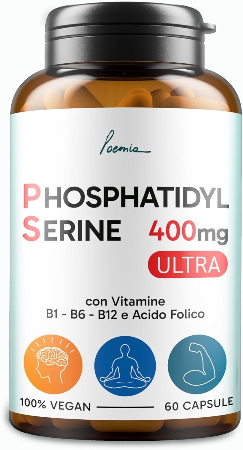 Poemia Fosfatidilserina Pura Ps 400mg con Vitamina B1 B6 B12 Acido Folico