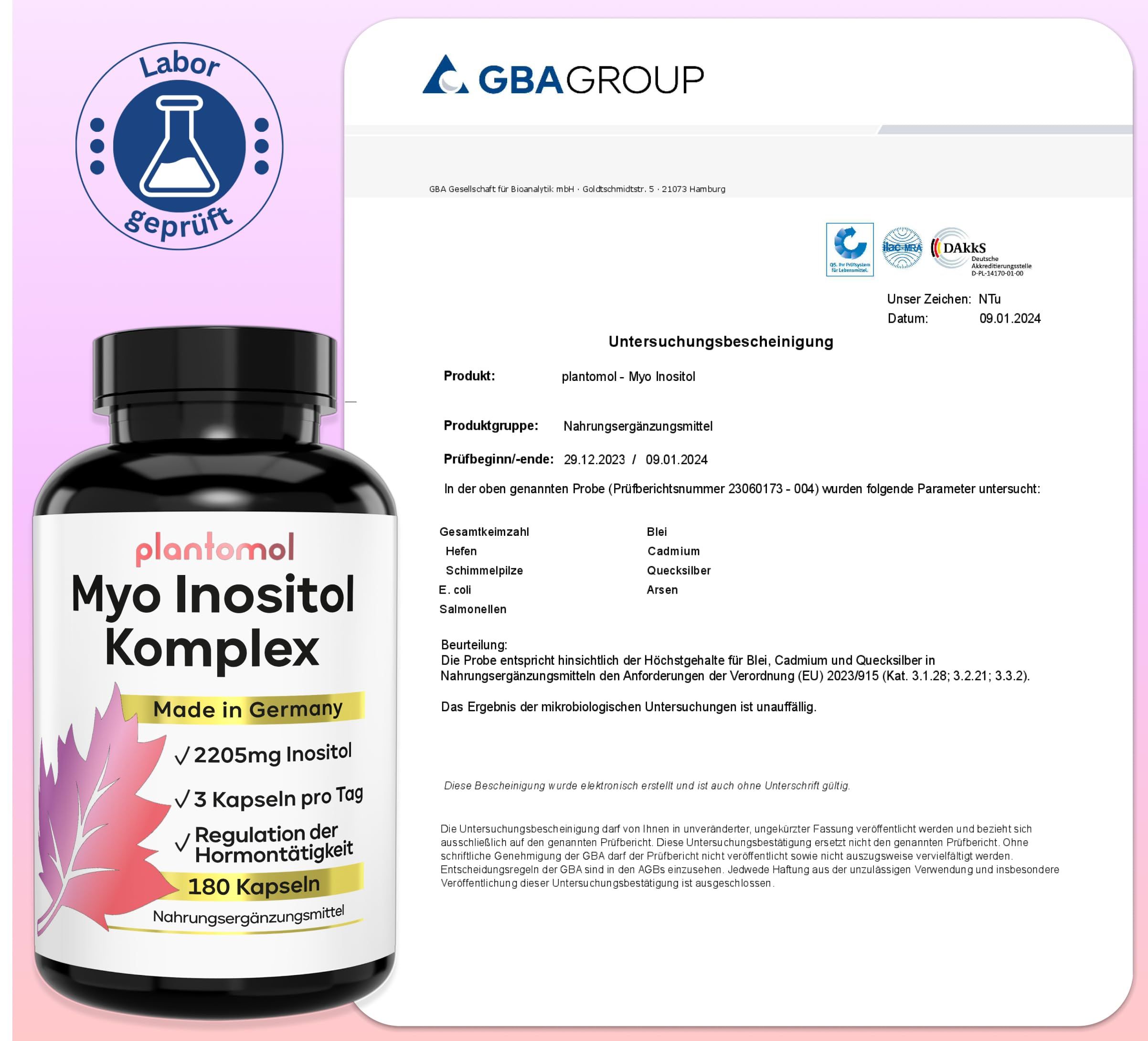 plantomol® Myo Inositol kombiniert D-Chrio-Inositol sowie Chrom B6 & Folsäure