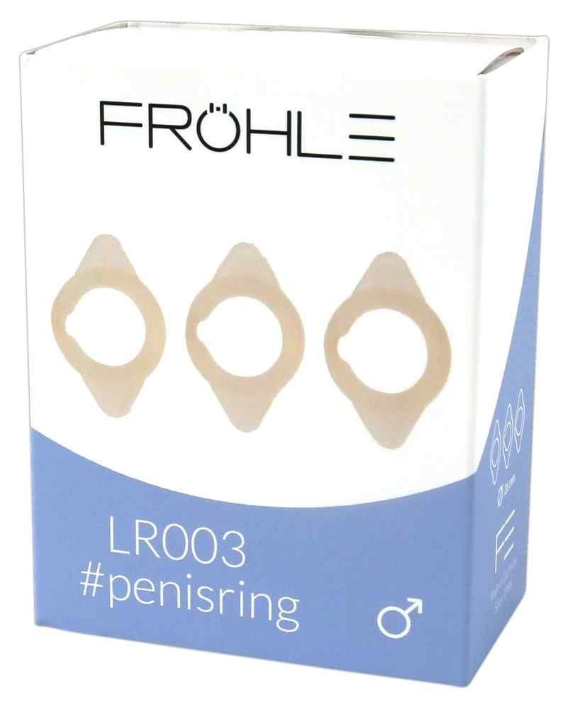 Fröhle LR003 Liebesringe 3er Packung, 26 mm. Drei Ringe auf der Verpackung abgebildet.