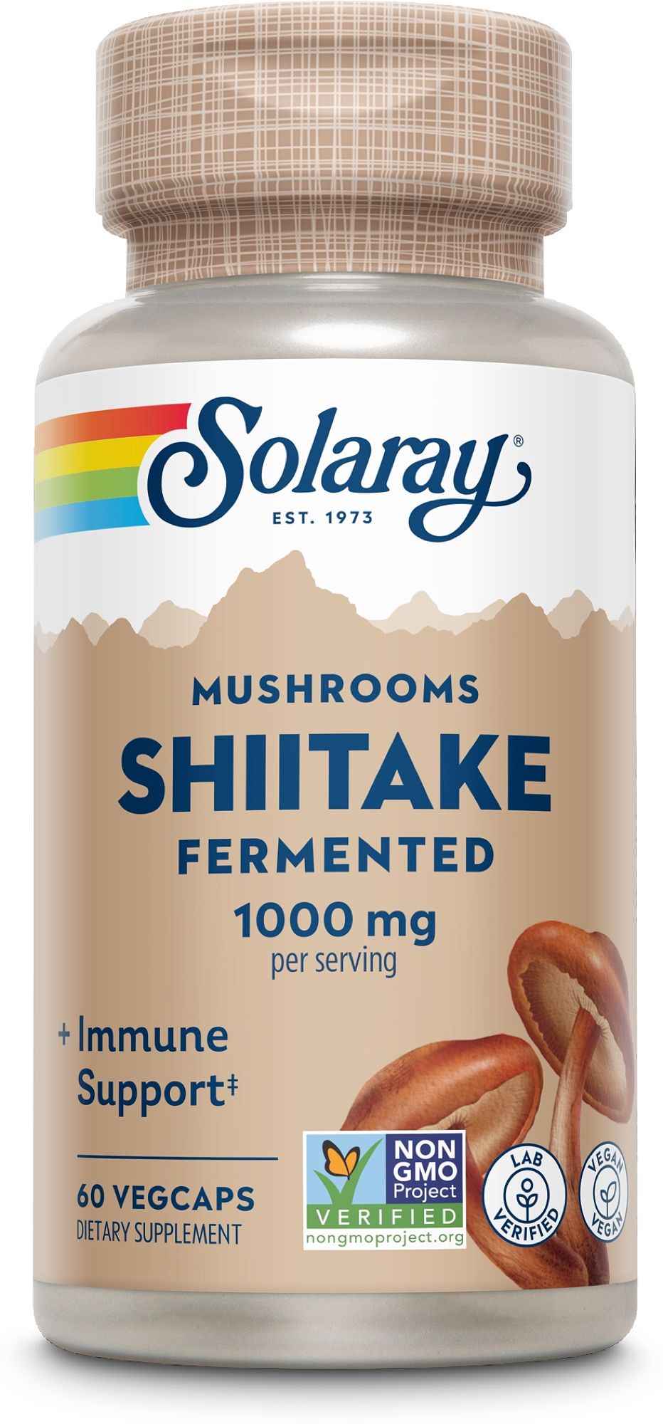 Solaray Shiitake fermentiert Kapseln, 1000 mg pro Portion, 60 Vegicaps.