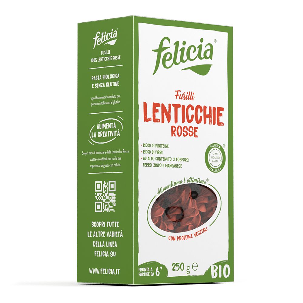 Fusilli Senza Glutine di Lenticchie Rosse - Pasta Felicia