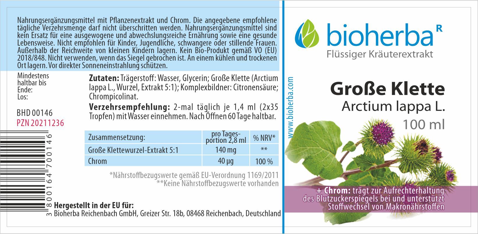 Bioherba Grosse Klette  Arctium lappa L.
