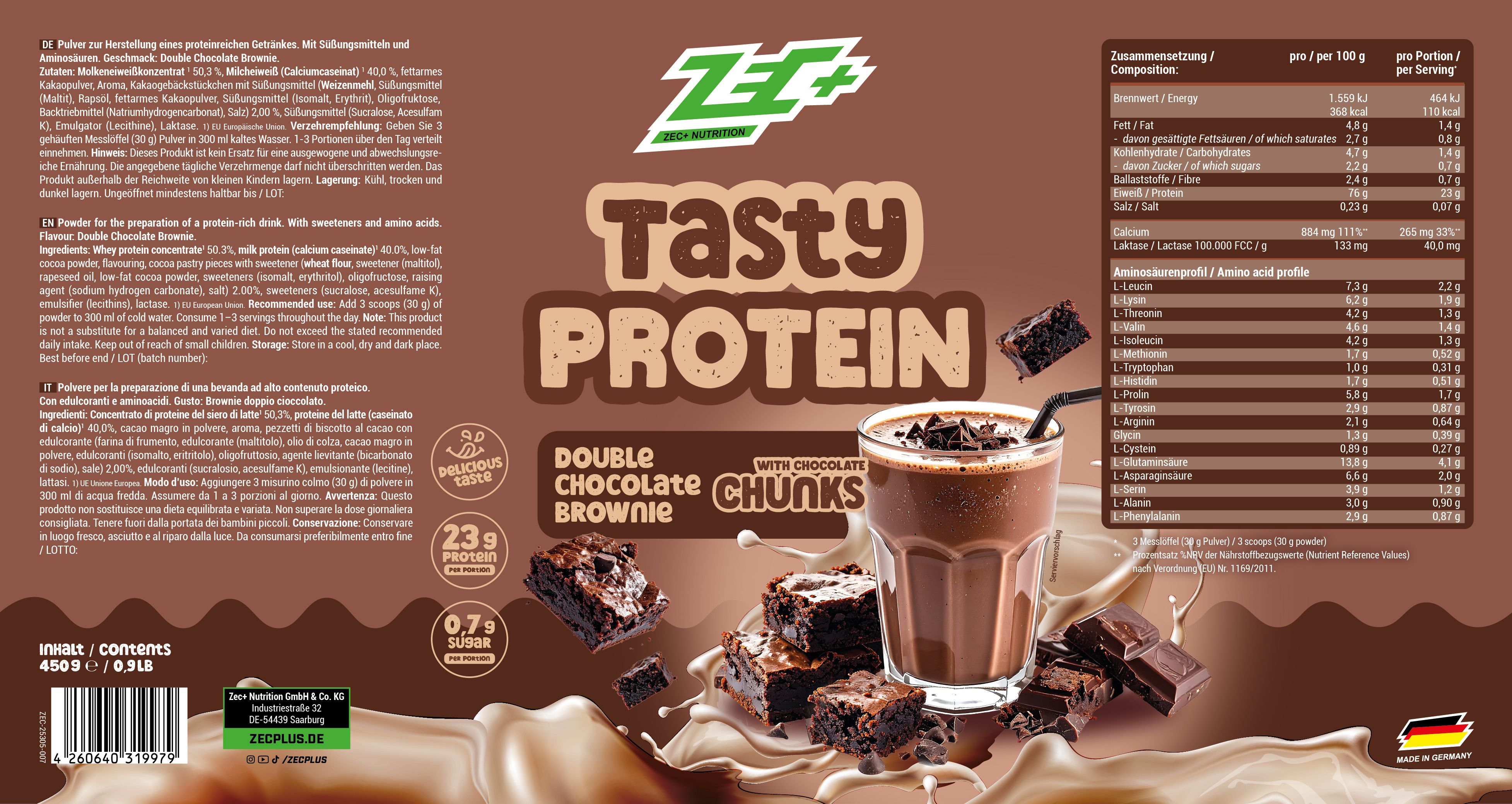 ZEC+ TASTY PROTEIN Double Chocolate Brownie