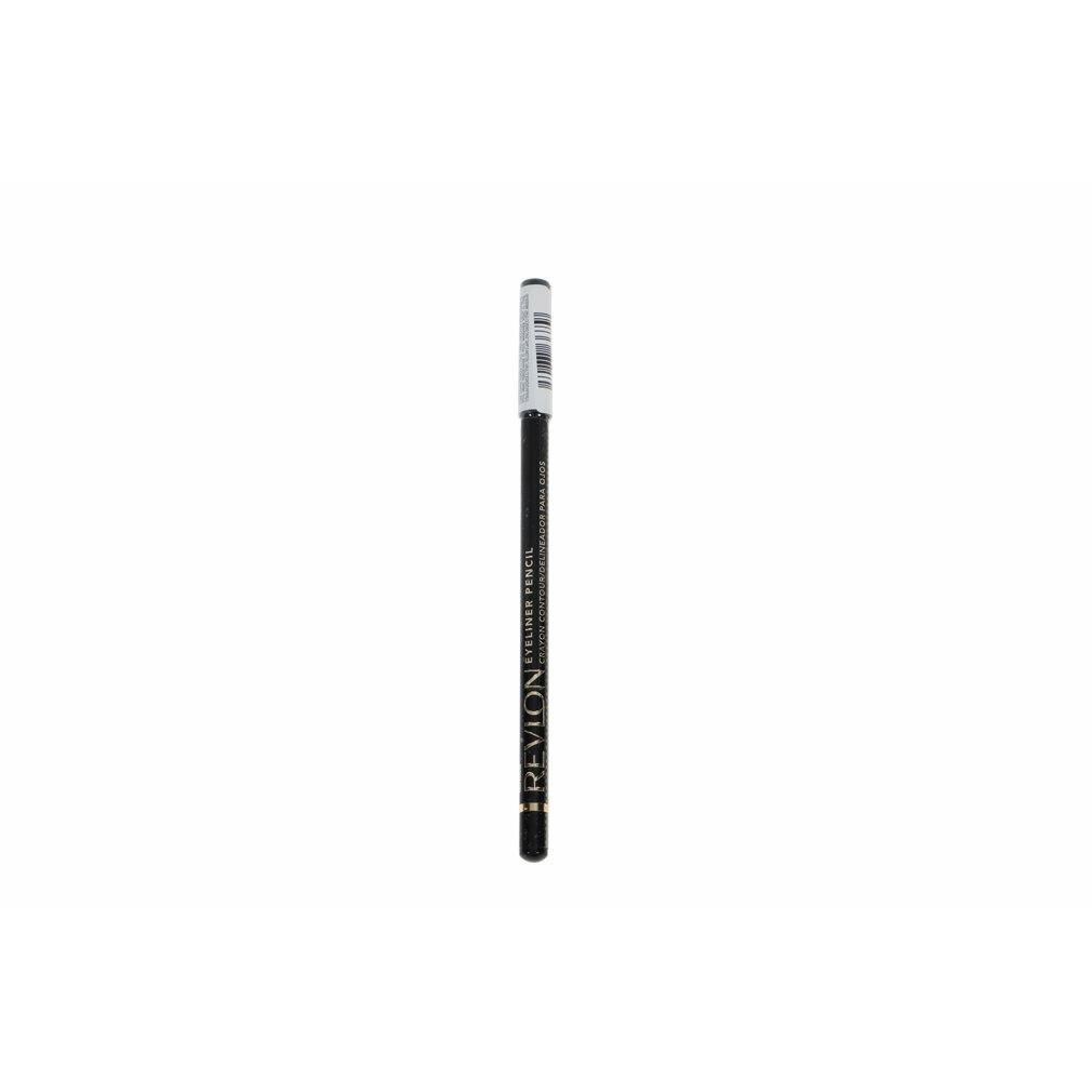 Schwarzer Eyeliner-Stift. Schlanke Form mit weißem Etikett. Revlon-Logo und Produktbezeichnung.