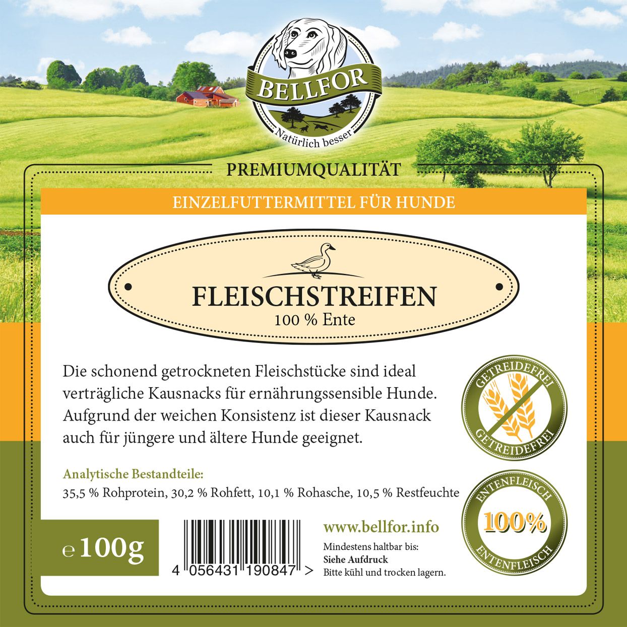 Bellfor Gesunder Hundesnack - Enten Trockenfleisch