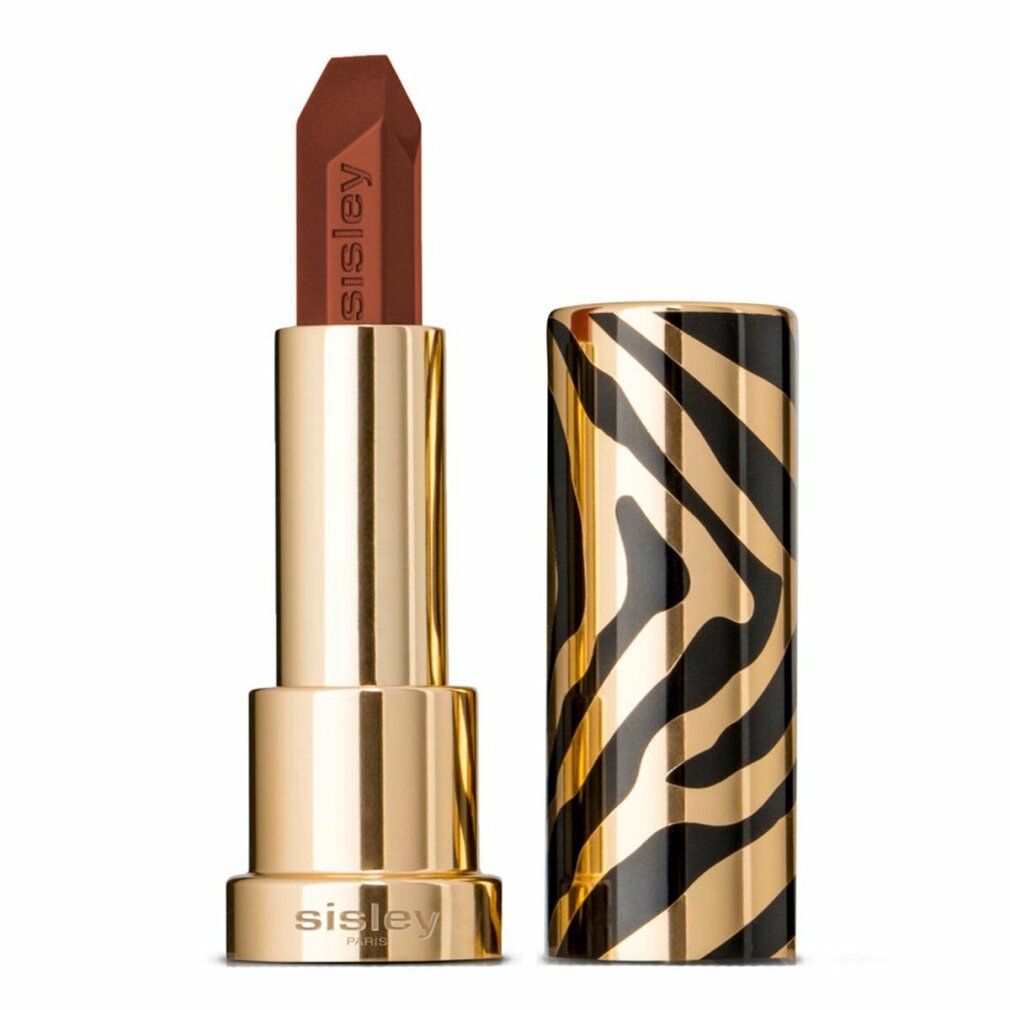 Lippenstift mit brauner Spitze, goldener Hülse und Zebra-Muster. Marke Sisley.