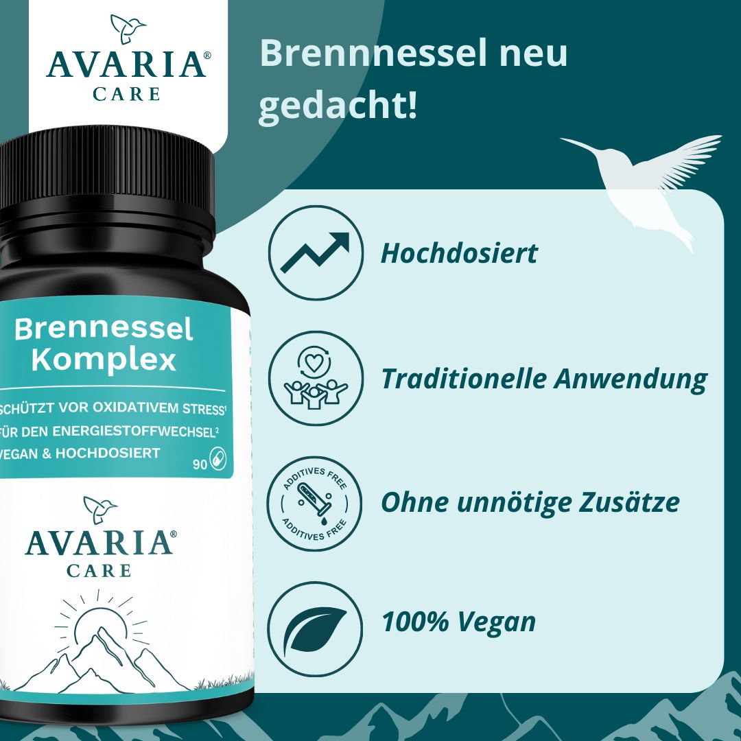 AVARIA CARE® Brennnessel Komplex – hochdosiert – vegan – mit Mangan & Kupfer