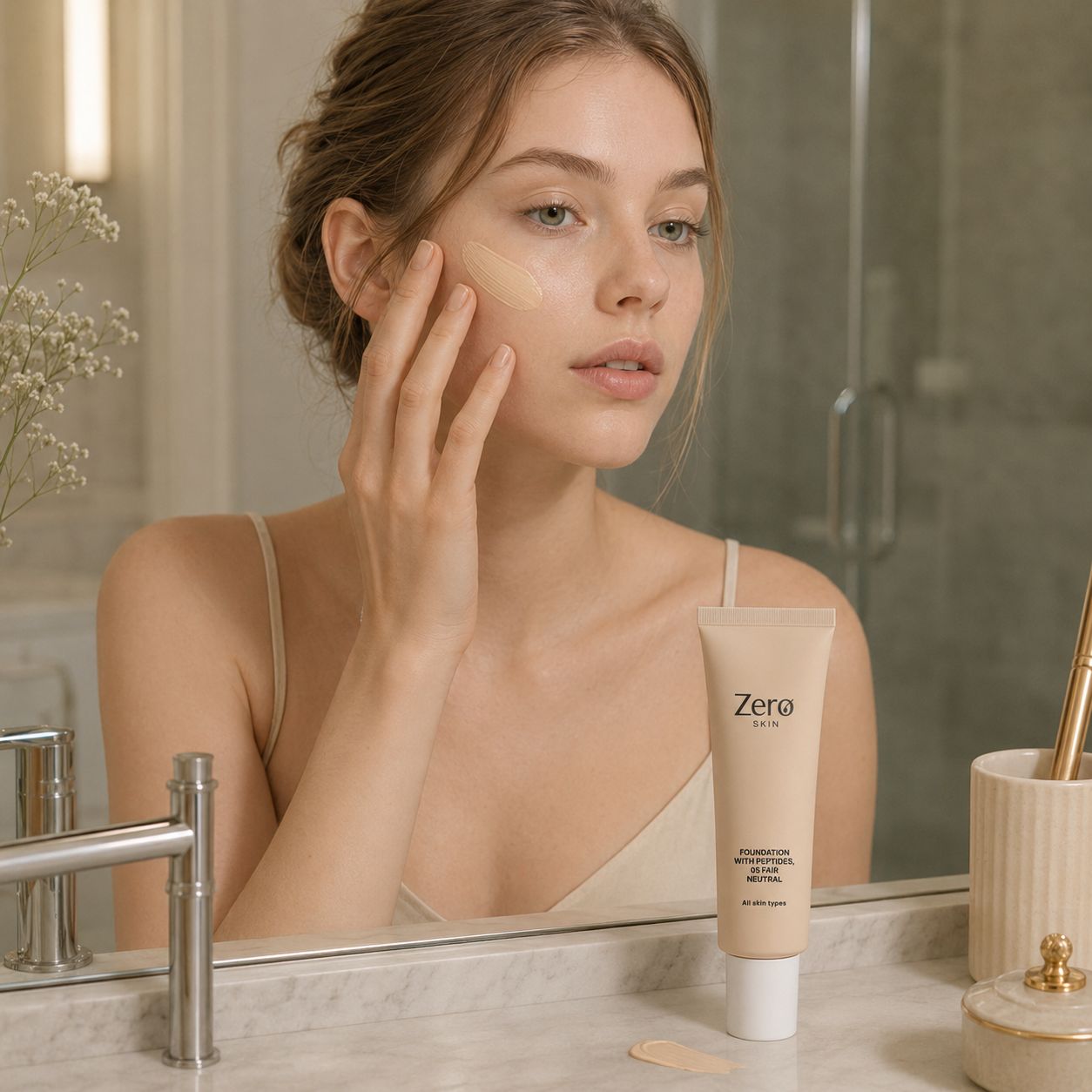 Zero Skin Foundation mit Peptiden, 05 Fair Neutral - hautpflegende Formel mit Hyaluronsäure
