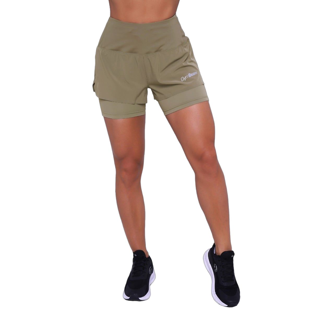 GymBeam Shorts Damen slim 2in1 mit Gummizug und Taschen in Vetiver 1 St