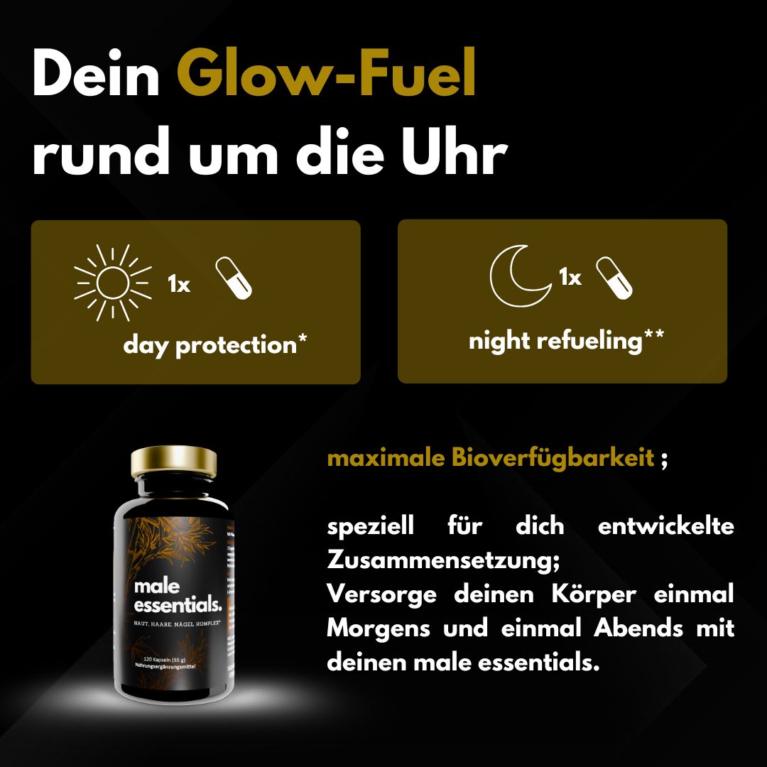 APOmia® male essentials. Haut-Haare-Nägel Komplex | Bambus-Extrakt Silizium Zink Biotin Selen Mann