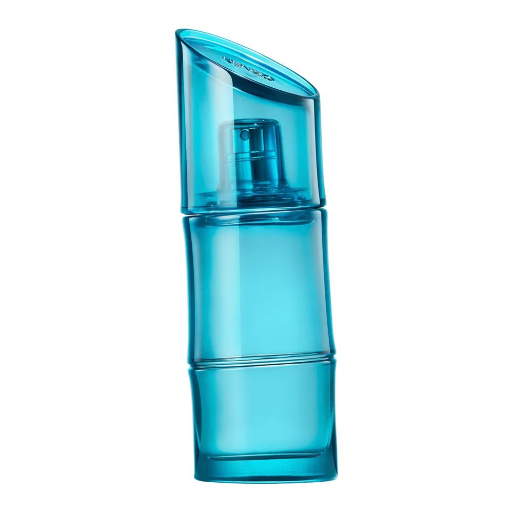 Blaues Kenzo Homme Eau de Toilette Marine Flakon. Schräg geschnittenes Design.