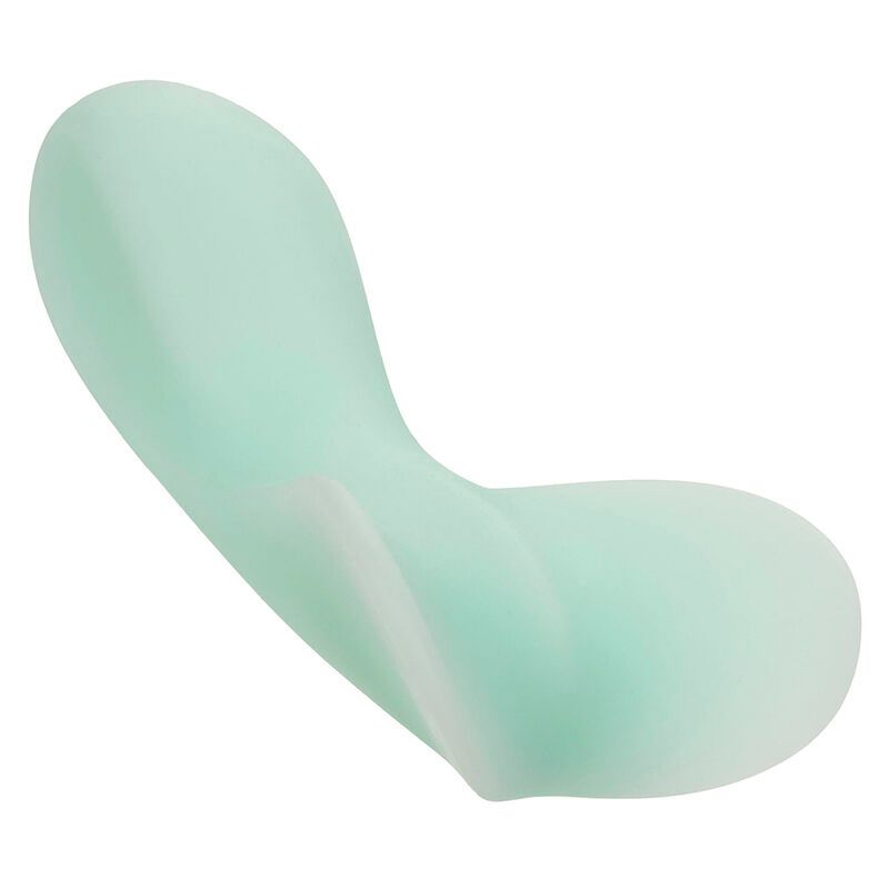 Türkisfarbener Vibrator mit geschwungener Form.