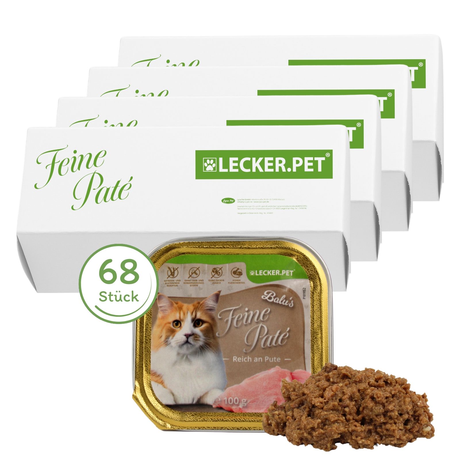 Lecker.Pet® Balu's Feine Paté Reich an Pute Katzenfutter Nassfutter Vollnahrung 6,8 kg Nicht relevant