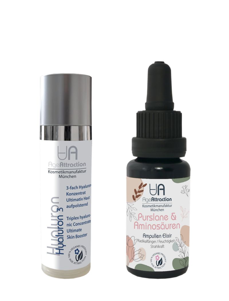 AGE Attraction Hautgesundheit: Hyaluron Serum 5-Stufen + Elixier Purslane & Aminosäuren 60 ml