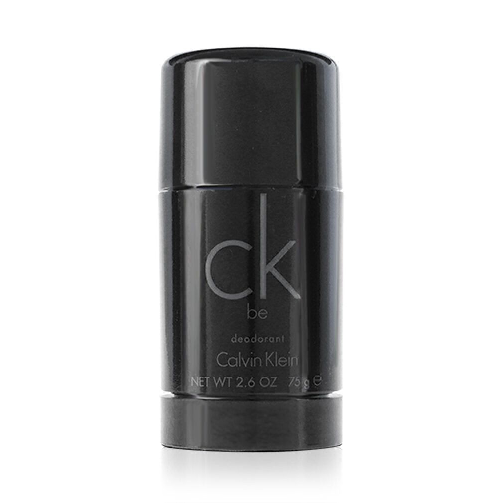 Schwarzer Deo-Stick. Aufschrift: ck be, Deodorant, Calvin Klein. Nettogewicht 2.6 OZ 75 g.