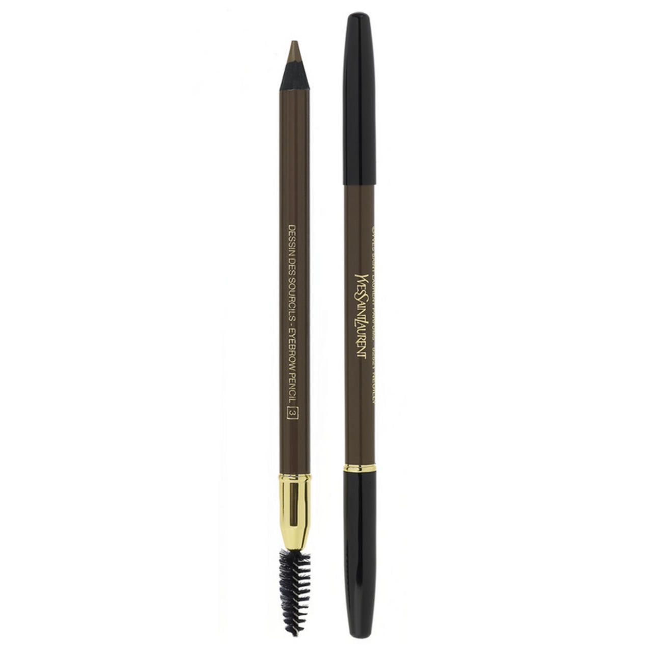 Yves Saint Laurent Dessin des Sourcils. Augenbrauenstift mit Bürste. Schwarze Kappe. Goldfarbene Details. Text.