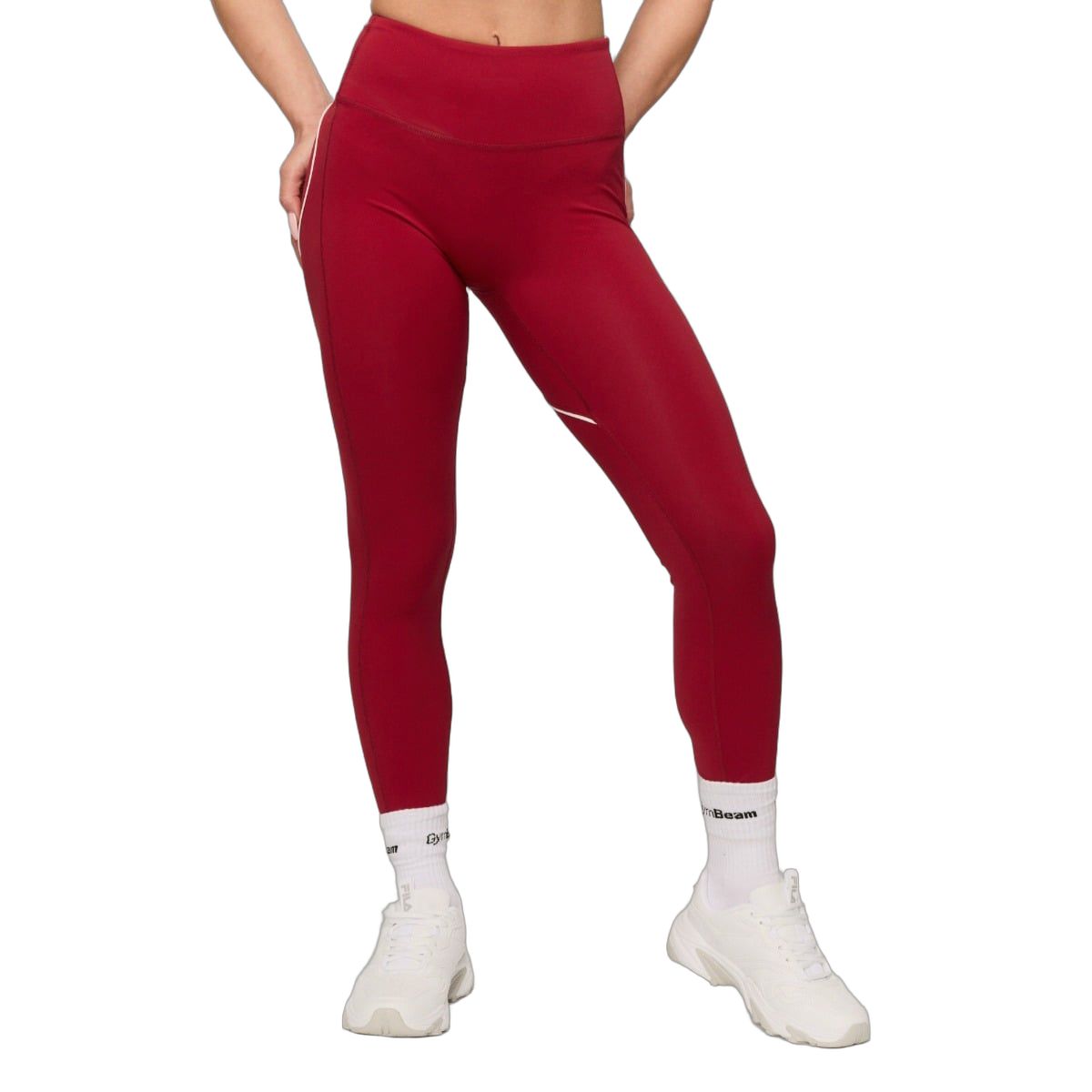 GymBeam Leggings Damen Varsity mit hohem Bund und ohne Taschen in Rot