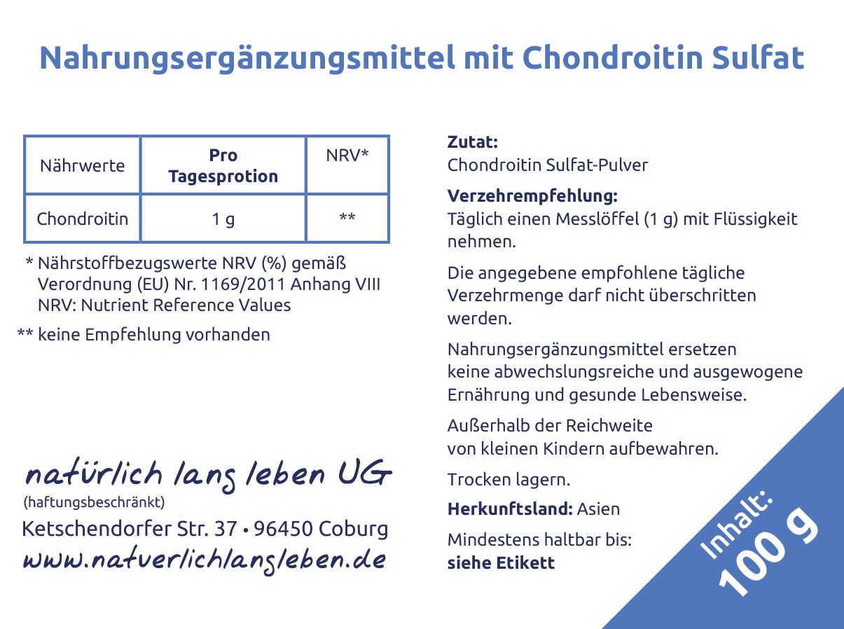 natürlich lang leben Chondroitin Pulver 100 g