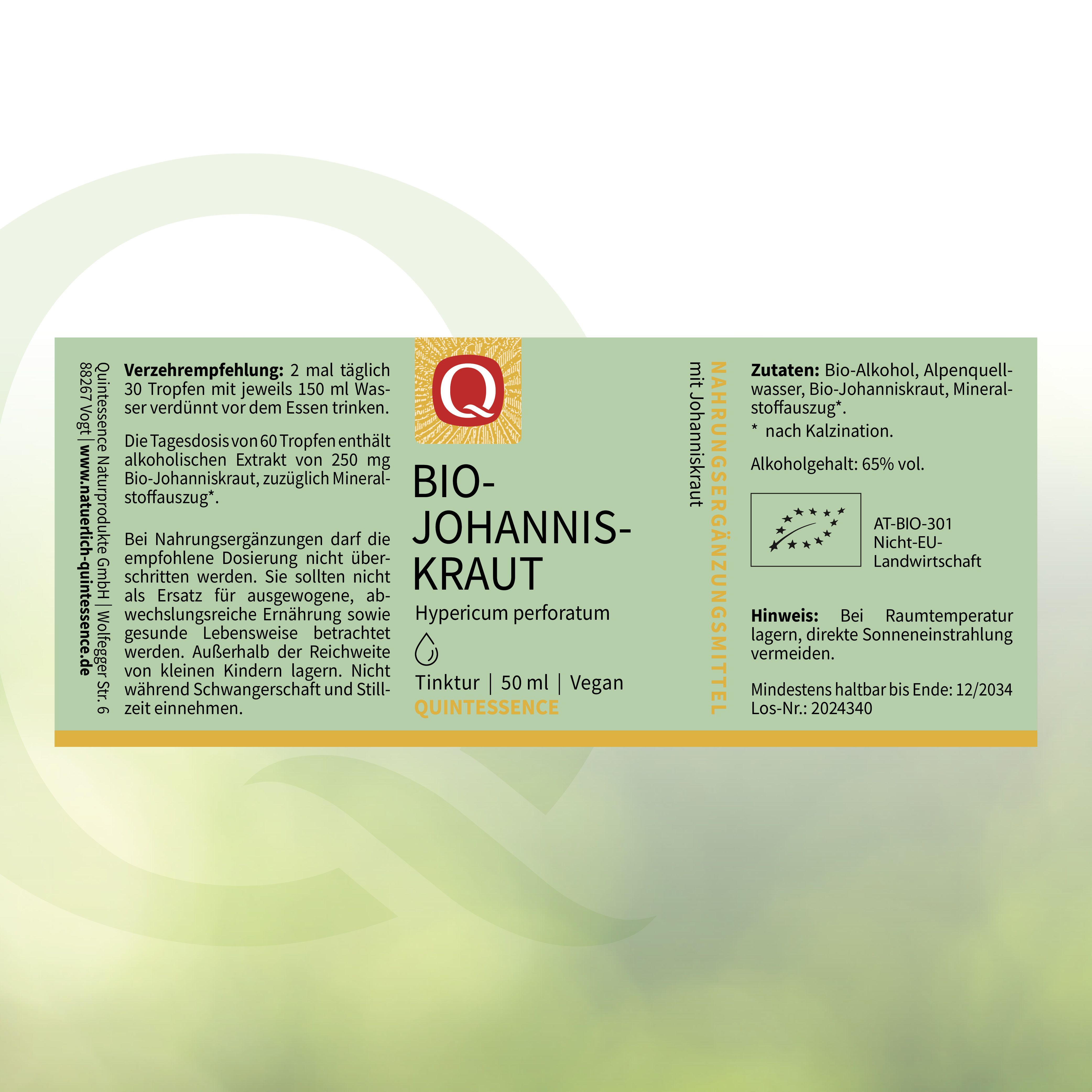 Bio-Johanniskraut 50 ml Tinktur von Quintessence