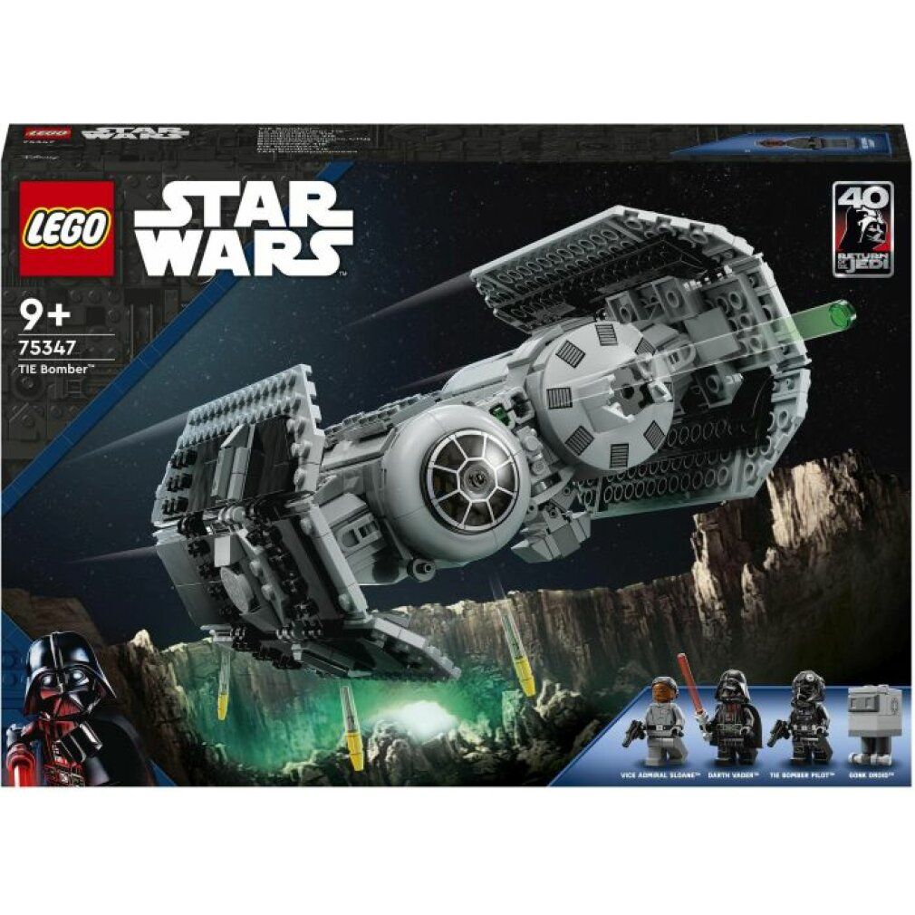 LEGO Star Wars 75347 TIE Bomber. Graues Raumschiff-Modell. Verpackung mit Minifiguren. Altersempfehlung: 9+.