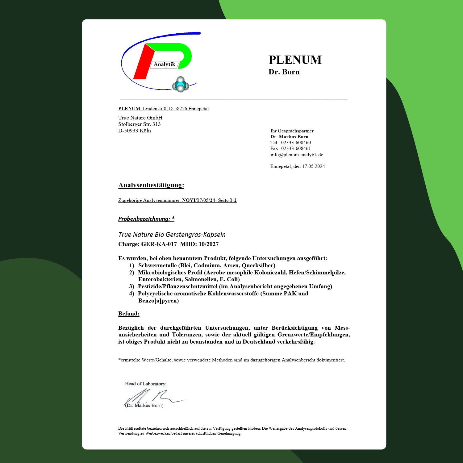 TRUE NATURE® Bio Gerstengras Kapseln