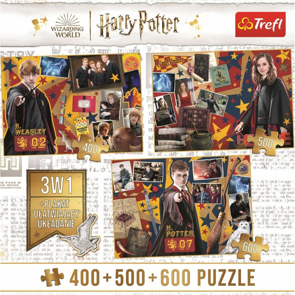 trefl Puzzle Harry Potter: Ron, Hermine und Harry 400 + 500 + 600 Teile
