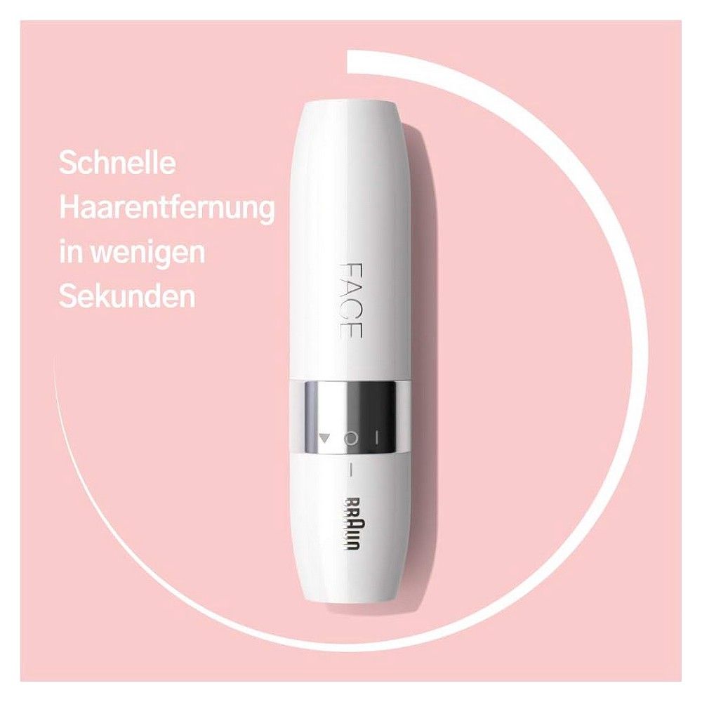 Weißer Braun Gesichts-Haarentferner mit silbernem Ring und der Aufschrift "FACE".