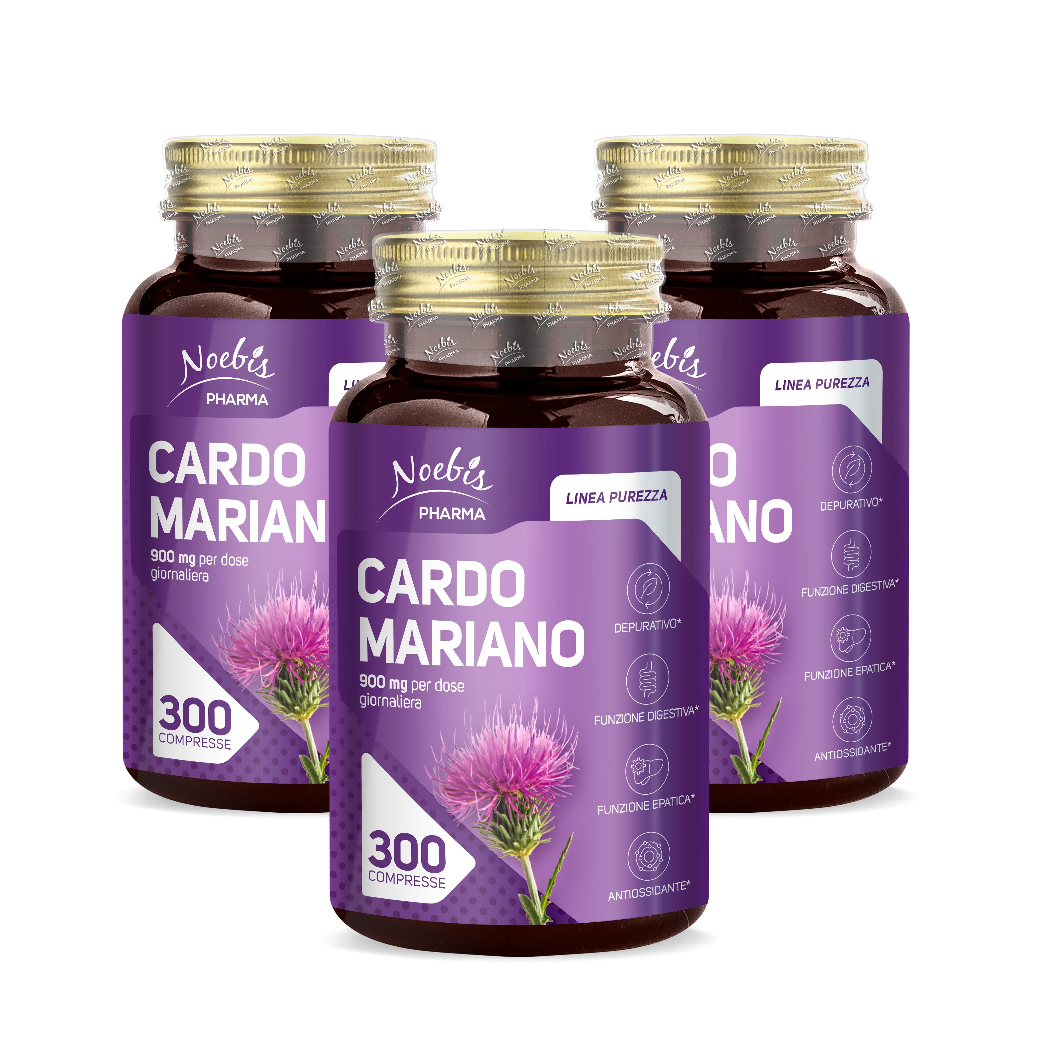 Noebis Pharma Cardo Mariano – 300 Compresse – 900 mg di Estratto e 18 mg di Silimarina per Dose