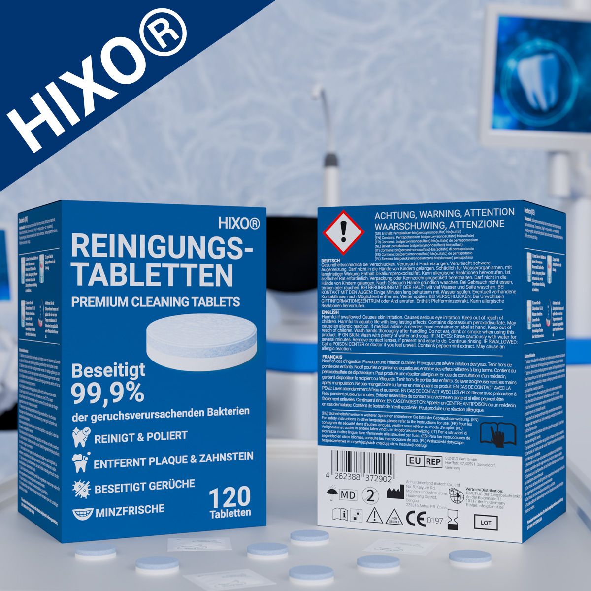 HIXO 120x Reinigungstabletten Gebissreiniger für Zahnersatz Retainer