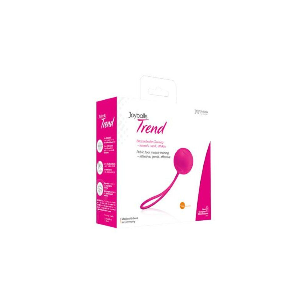Joyballs® Trend-Verpackung, rosa. Kugel mit Schlaufe. Text: Beckenboden-Training. Made in Germany.