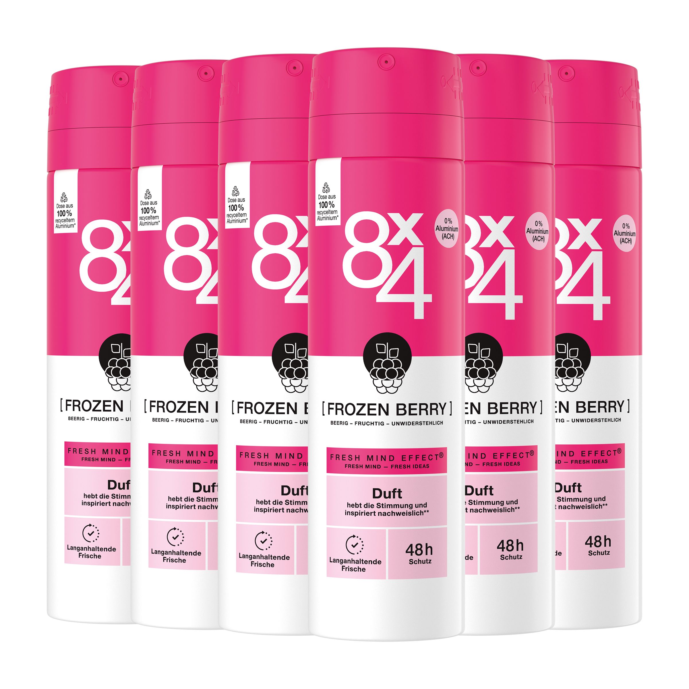8x4 Deo Spray Frozen Berry roten Beeren und Kirschblüten 48h Schutz 900 ml Deospray