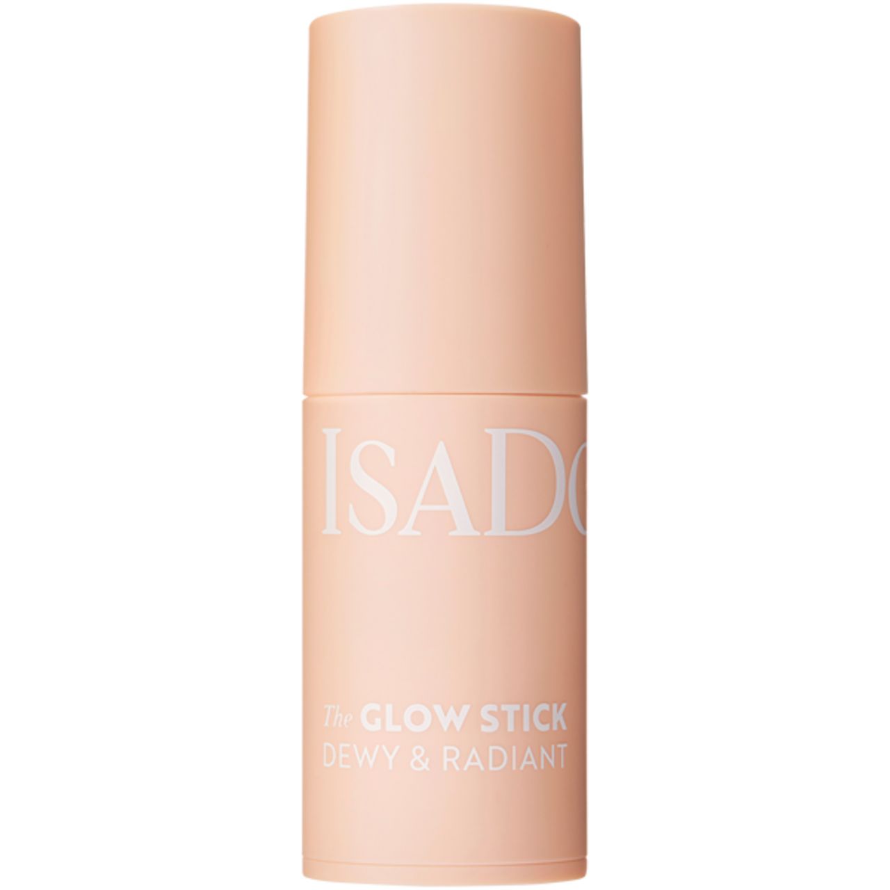 IsaDora The Glow Stick, geschlossen. Beigefarbener Stift mit aufgesetzter Kappe. Produktname und Beschreibung auf dem Stift.