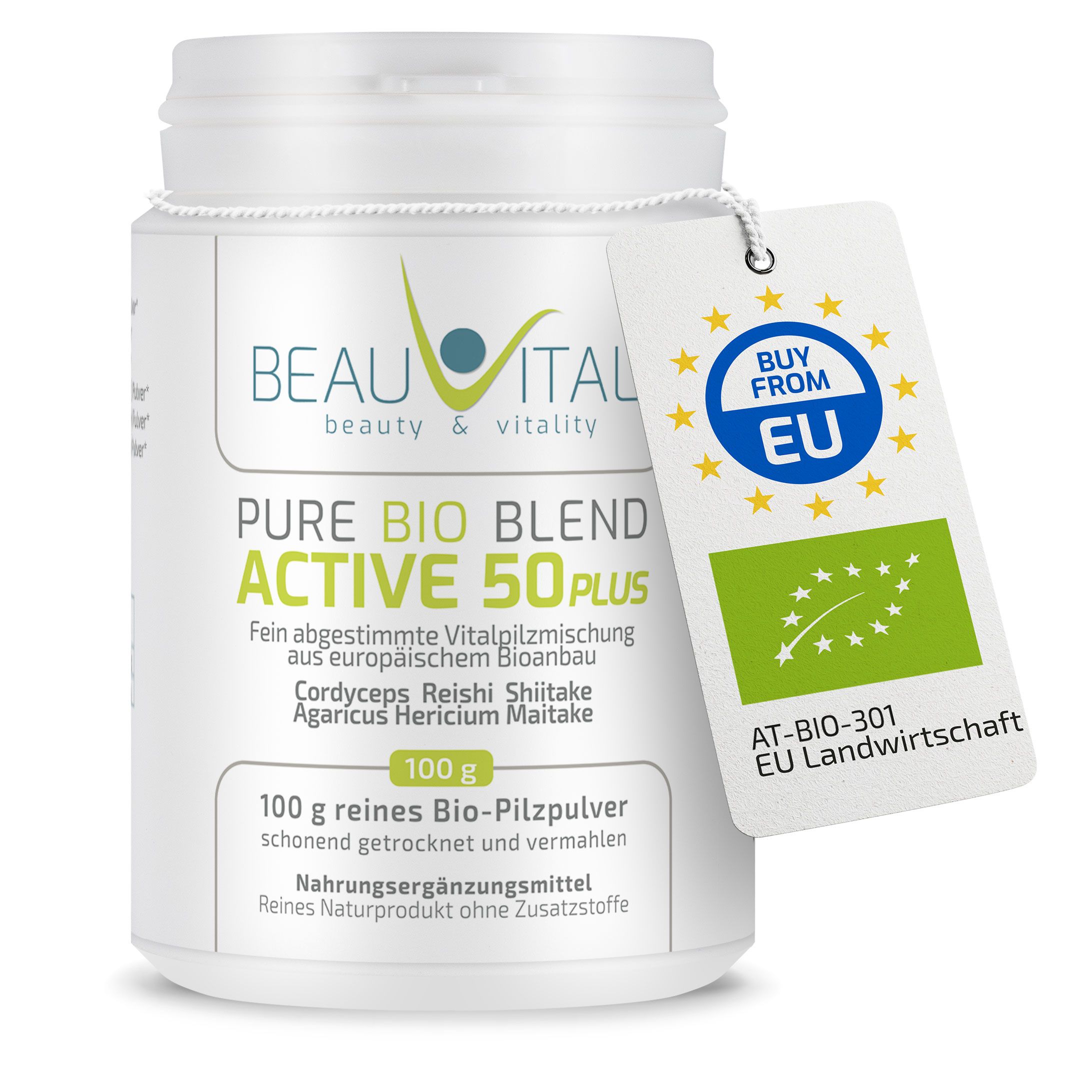 BEAUVITAL® Pure Bio Blend Active 50plus Vitalpilze Cordyceps Reishi Shiitake Agaricus Hericium Mait.