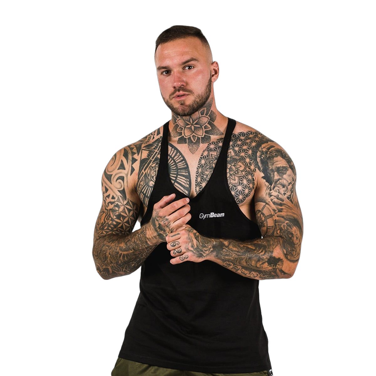 GymBeam Tanktop Herren Stringer Regular Fit aus Baumwolle und Polyester in Schwarz